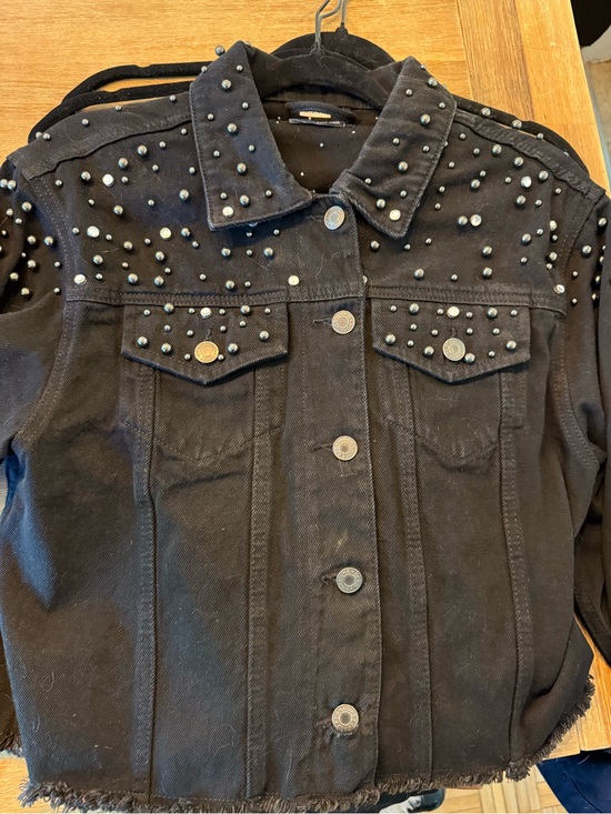 Jackets & Blazers - Black Studded Denim Jacket - Women